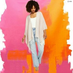 Gentle Fawn M/L Hermosa Kimono Cover-up Scarf Shawl Wrap PINK w Fringe *BNIP
